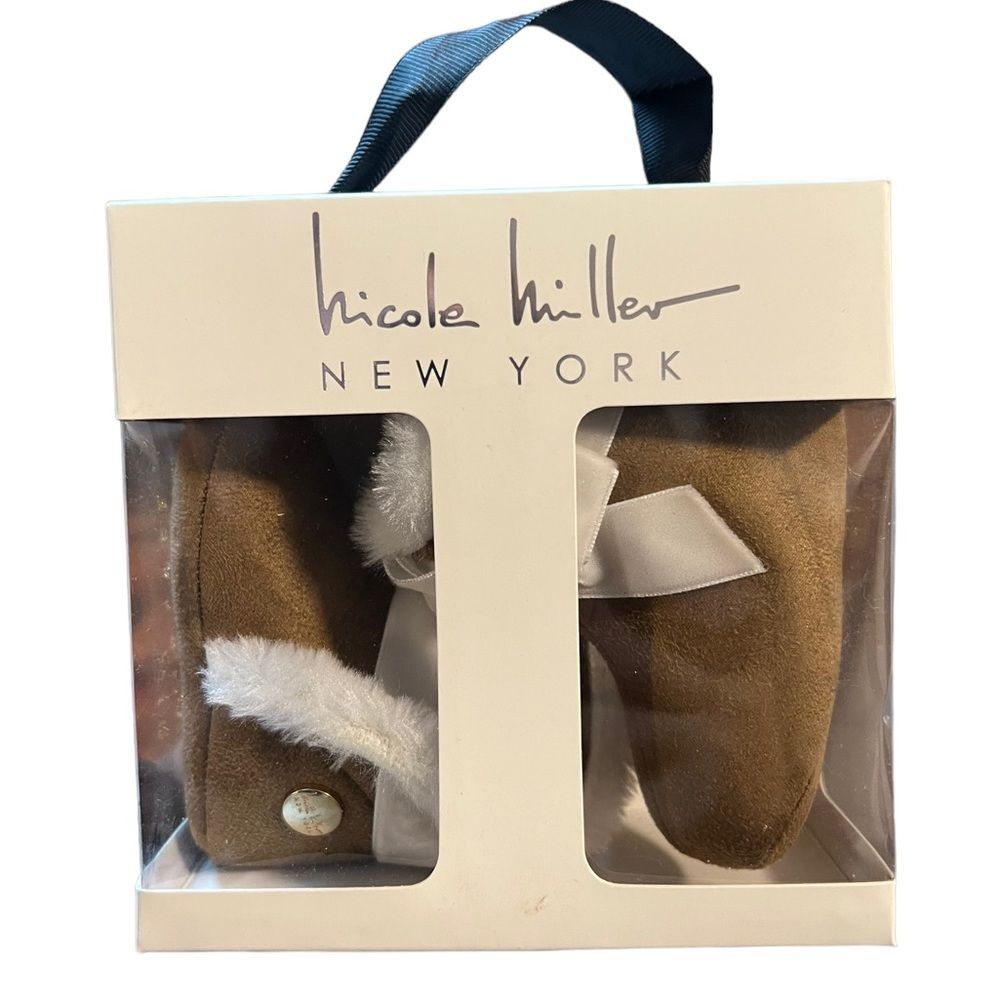 Nicole Miller Faux Fur Lined Baby Booties 0-6 Months NIB